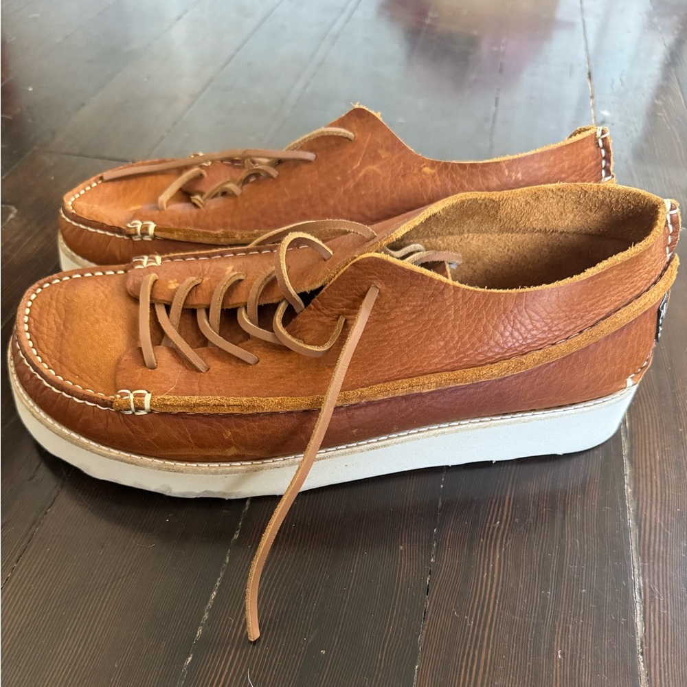Yogi Footwear Finn III leather moc in chestnut brown